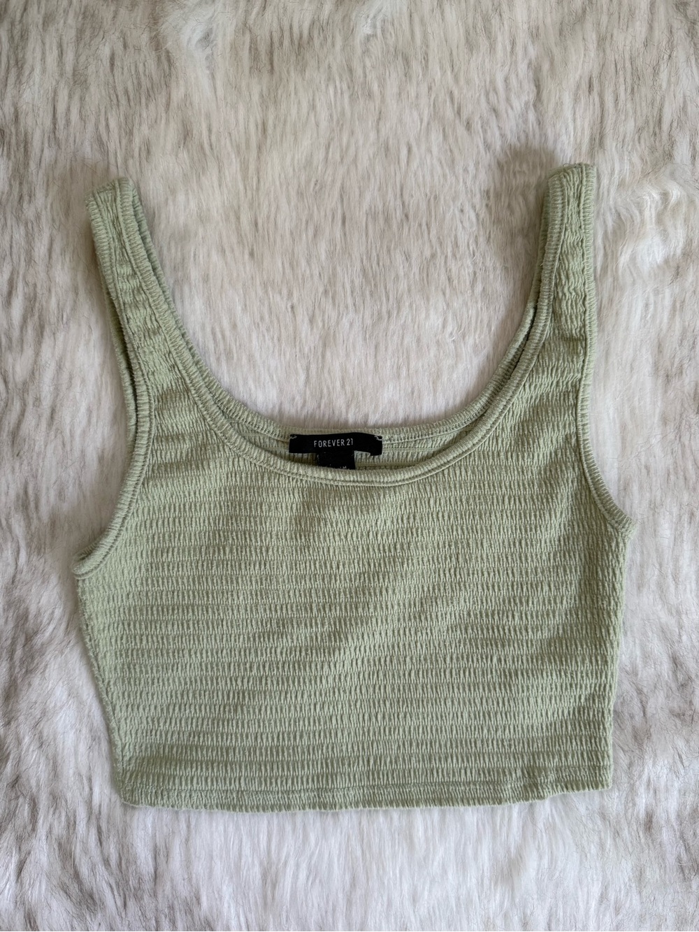 Forever 21 Sage Green Smocked Crop Tank